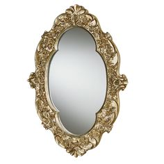 an ornate gold framed mirror on a white background