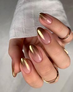 Nail Spring, Unghie Sfumate, Golden Nails, Smink Inspiration, Thanksgiving Nails, Metallic Nails, Nail Arts