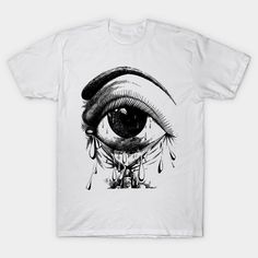 a white t - shirt with an eye drawn on it