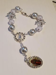 Virgen de Guadalupe Rosary, favor rosary, car/ door decoration. Great for any occasions, Virgen de Guadalupe. Charms, Silver