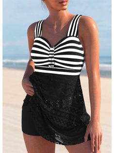 Swimwear Type: SwimdressGender: FemaleMaterial: Polyester,Spandex Bra Style: PaddedSupport Type: Wire FreeWaist: Natural Elasticity: Elastic Weight: 0.2500kg Package: 1 x SwimsuitSize Chart Black Sleeveless Tankini For Beachwear, Fitted Black Elastane Tankini, Black Elastane Tankini For Beach, Black Beach Tankini, Black Elastane Tankini For Beach Season, Black Elastane Swimwear For Beach Season, Casual Black Swim Dress For Beach Season, Casual Black Swim Dress, Fitted Black Elastane Swim Dress