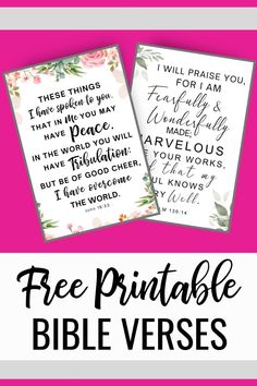 two printable bible verses with the words, free printable bible verses