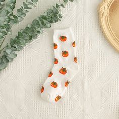 Orange Fruit Tube Socks - Cute Cotton Socks for winter | Aesthetic Socks – Tristar Boutique Cute Cotton Socks For Fall, White Casual Mid-calf Socks, White Mid-calf Cotton Socks, White Cotton Mid-calf Socks, Fun White Summer Socks, Trendy Orange Socks For Spring, Fun White Socks For Summer, Casual Orange Winter Socks, Casual Orange Socks For Winter