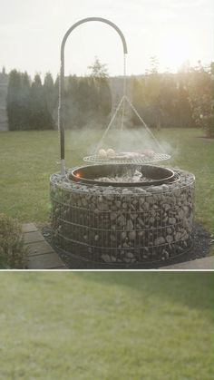 an outdoor fire pit made out of tires