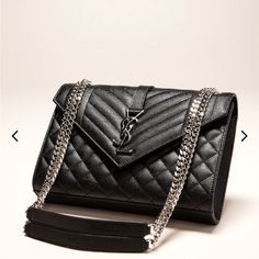 Auth: Bnib - Yves Saint Laurent - Ysl - Medium Tri-Quilted Matelasse Grain De Poudre Flap Shoulder Bag. This Bag Is Brand New In Bag & Box. I’ve Never Carried It, Not Even Once. I Also Have The Matching Card Holder That Is Also Bnib And Has Never Been Taken Out. This Bag Is Currently Unavailable/Sold Out. It’s Black With Silver Tone Hardware. I Ordered The Bag And Matching Card Holder From Neimans Last Oct And Completely Forgot About Them. The Protective Covering Is Still On The Magnetic Closure Luxury Crossbody, Gold Handbags, Yves Saint Laurent Bags, Black Leather Tote, Black Leather Bags, Matching Cards, Quilting, Chain Shoulder Bag, Chain Bags