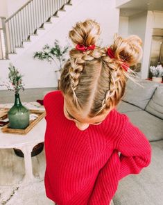 Girl Hairstyles For School, Hot Buns, Easy Little Girl Hairstyles, Girly Hairstyles, Girl Hair Dos, Girls Hairstyles Easy, Greasy Hair, Girl Hair Styles, Styles Hairstyles