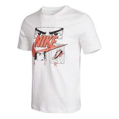 Athletic Fit White Top With Graphic Print, White Athletic Fit Top With Graphic Print, White Sports Tops With Front Print, White Graphic T-shirt For Light Sports, White Graphic Print T-shirt For Light Sports, White Sports Top With Front Print, Nike Casual Basketball T-shirt, Nike Athletic Fit T-shirt With Graphic Print, Nike Cotton T-shirt For Baseball Season