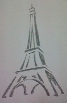 a drawing of the eiffel tower is shown in this image, it appears to be penciled