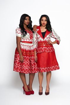 A cotton skirt set. Cotton Sets For Spring Workwear, Red Cotton Matching Set, Red Cotton Set For Spring, Red Cotton Spring Set, Spring Red Cotton Set, Spring Sets With Flared Skirts, Cotton Two-piece Set With Short Sleeve, Fitted Cotton Dresses With Matching Set, Spring Two-piece Cotton Sets