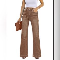 Brand New Still In Plastic. Pecan Brown Color Size Medium (Fits Sizes 8-10) High Waisted Flares, Colored Jeans, Wide Leg Jeans, Flare Jeans, Brown Color, Leg Jeans, Wide Leg, Women Jeans, High Waisted