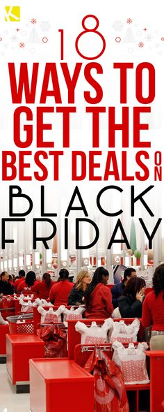 people are sitting in red booths with presents on the table and text overlay reads, 10 ways to get the best deals on black friday