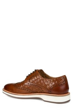 Woven insets and a bright white sole make the look both relaxed and sporty in a wingtip derby punctuated with classic broguing.True to size. M=standard. Thomas Vines, Nordstrom Store, Up Styles, Retro Inspired, Bright White, Cognac, Nordstrom Rack, Derby, Memory Foam