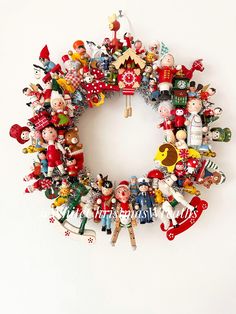 a wreath made up of many different toy figurines