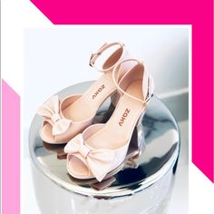 The Conf Shoes And Pretty Ever Spring Wedding Shoes With Padded Heel And Round Toe, Leather Summer Wedding Shoes With Round Toe, Chic Synthetic Wedding Shoes With Round Toe, Pink Sandals Heels, Pink Suede Heels, Rhinestone Wedding Shoes, Peep Toe Wedge Sandals, Fringe Heels, Ankle Sandals