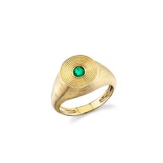 Gold & Emerald Large Fluted Signet Ring - Sydney Evan Fine Jewelry Timeless Yellow Gold Signet Ring With Emerald, Timeless Yellow Gold Emerald Signet Ring, Formal Yellow Gold Emerald Signet Ring, Elegant Green Signet Ring Stamped 14k, Emerald Signet Ring, Antique Mens Rings, Layering Diamond Necklaces, Hand Carved Ring, Silver Diamond Ring