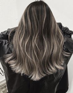 Grey Highlights, Brown Hair Balayage