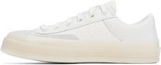 Low-top paneled suede, grained leather, and mesh sneakers in white. · Lace-up closure · Logo patch at tongue · Padded collar · Logo embossed at outer side · Cushioned CX foam footbed · Mesh lining · Rubberized logo patch at heel · Treaded rubber sole Supplier color: Vintage white/Fossilized White Mesh High-top Sneakers With Perforated Toe Box, White Perforated Leather Skate Shoes, Sporty Leather Converse Sneakers, White Canvas Skate Shoes With Rubber Waffle Outsoles, Converse Low-top Sneakers With Rubber Waffle Outsoles, Converse Sporty High-top Sneakers With Perforated Toe Box, Converse Leather Sneakers With Gum Sole, Low-top Mesh Sneakers With Gum Sole, Converse High-top White Sneakers With Perforated Toe Box