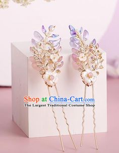 Wisteria Hairpin, Hanfu Hair Accessories, Chinese Palace, Hanfu Hair, Chinese Hairpin, Headpiece Diy, Ming Dynasty, Costume Shop, Hair Sticks