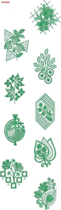 some green and white designs on a white background