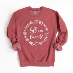 Looking for a cute versatile top to wear this summer? Make sure to grab one of our Fall Is My Favorite Circle Sweatshirts! This soft and comfortable shirt is the perfect top for any outfit. It can be paired with biker shorts, Jeans, or the classic stay at home sweats! The bright color adds a pop of summer to any outfit. This sweatshirt is true-to-size, so be sure to order your regular size! If you are looking for a more oversized look, make sure to size up. Red T-shirt For Fall Loungewear, Red T-shirt For Loungewear In Fall, Cute Red Fall Tops, Cute Red Relaxed Fit Top, Inspirational Graphic Print Sweatshirt For Fall, Trendy Heart Graphic Sweatshirt For Fall, Fun Multicolor Fall Sweatshirt, Trendy Fall Sweatshirt With Heart Graphic, Multicolor Graphic Print Fall Sweatshirt