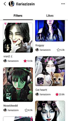 the screenshots are showing different types of people with headphones and cats on their heads