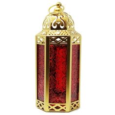 a red and gold lantern on a white background