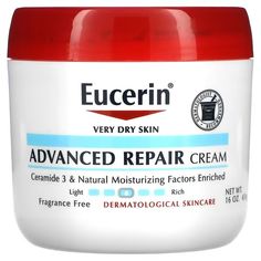 Eucerin, Advanced Repair Cream, Fragrance Free, 16 oz (454 g) Best Body Moisturizer, Fragrance Free Moisturizer, Skin Science, Cream For Dry Skin, Dermatologist Recommended, Repair Cream, Moisturizer For Dry Skin, Skin Care Moisturizer, Body Moisturizer