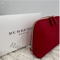 Burberry Pouch Cosmetic Bag Makeup Case Plaid Embossed Clutch Evening Purse New Brand New In Box 100% Authentic Made Exclusively For The Burberry Fragrance Collection. Approx Measurements: 9” X 6-1/2” X 3” Beautiful Red / Wine / Cherry Color Cosmetic Bag With The Burberry Plaid Embossed Design. Very Spacious, And Zippers Open All The Way Down On Both Side Forming Super Wide Opening! Burberry Logo Zipper-Pulls. Pu Leather Fabric Which Is Very Easy To Clean And Wipe Down. Comes In A White Box. Comes From A Smoke Free Pet Free Home. I Ship Fast!!!! Burberry Cosmetic Bag Makeup Case Plaid Embossed Design Clutch Purse New In Box Features: Pouch Condition: New With Tags Burberry Fragrance, Black Duffle Bag, Burberry Logo, Cherry Color, Burberry Plaid, Canvas Travel Bag, Limited Edition Bag, Leather Toiletry Bag, Canvas Cosmetic Bag