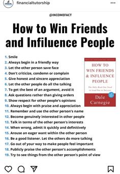 the book how to win friends and influence people by dale carnesie is shown