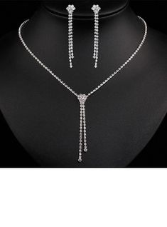 JJ's House Jewelry Sets Women's Wedding Evening Prom (Set of 3) Classic Earrings Necklace Alloy Rhinestone Tassels 2.60\"(Approx.6.6cm) 13.8\"-17.7\"(Approx.35cm-45cm) For Bride Irregular  Silver Wedding & Party Jewelry. #JJ's House #JewelrySets #Women's #Wedding #Evening #Prom #Classic #Earrings #Necklace #Alloy #Rhinestone #Tassels #ForBride #Irregular #Silver #Wedding&PartyJewelry Jj House, Prom Jewelry Sets, Earrings Necklace Set, Prom Jewelry, Wedding Party Jewelry, Classic Earrings, Party Jewelry, Silver Wedding, Earring Necklace