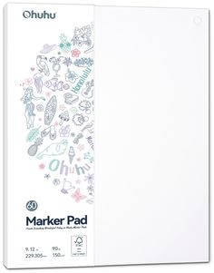 a white marker pad with various stickers on the front and back of it's cover