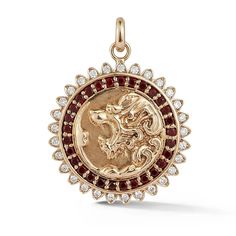 14K Gold Diamond & Garnet Victorian Lion Marion Medallion – storrow Victorian Aesthetic, Handmade Clay Jewelry, Antique Fairs, Jewelry Show, Coin Jewelry, Gold Coins, Sapphire Diamond, Jewelry Creation, Clay Jewelry