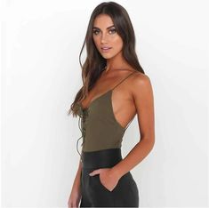 Fashion store,apparel,outfits,fashion,shopping – Fashionsarah.com Chic Green Bodysuit For Night Out, Chic One-piece Top For Night Out, Trendy One-piece Top For Party, Chic Green Backless Bodysuit, Lace Up Bodysuit, Strappy Bodysuit, Cami Bodysuit, Backless Jumpsuit, Bodysuit Top