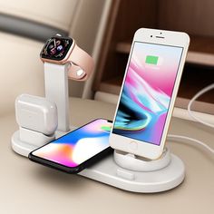 an apple watch and charging station on a table