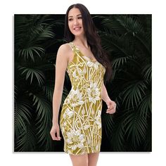 Make an impactful statement and exude elegance as you showcase your impeccable style in this stunning mustard yellow bodycon dress adorned with a delightful floral print. The snug fit of this dress is designed to gracefully accentuate your silhouette, ensuring a flattering and confident look. With a chic mid-thigh length, this dress not only emphasizes your fashionable taste but also adds a touch of sophistication to your ensemble. Step into the spotlight and embrace a truly stylish persona with the vibrant allure of this mustard yellow floral print bodycon dress, elevating your fashion game to new heights. * 82% polyester, 18% spandex * Original design * Made with smooth, comfortable microfiber yarn * Material has a four-way stretch * Made to order All videos are for illustrative purposes Yellow Bodycon Dress, Mid Thigh Dress, Yellow Flower Print, Printed Bodycon Dress, Design Floral, Yellow Floral, Dress Clothes For Women, Mustard Yellow, Snug Fit