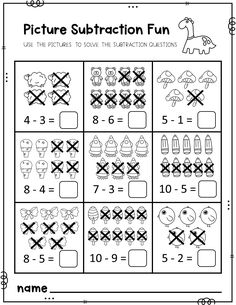 the subtraction fun worksheet for children to practice subtraction skills