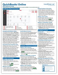 the quickbooks online guide is shown in red and blue, with instructions for how to use