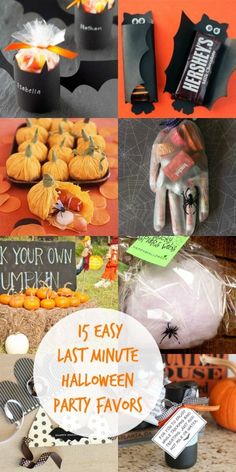 a collage of halloween party favors and decorations