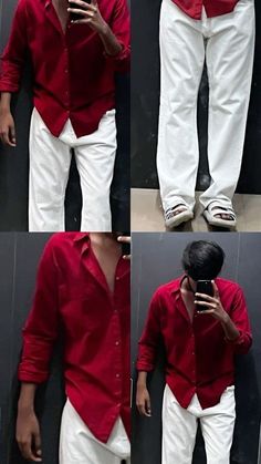 Red Dress Shirt Men Outfits, Red Shirt Outfit Men Casual, Red T Shirt Outfit Men, Cool Casual Outfits, Guys Fashion Casual, Mens Smart Casual Outfits, Smart Casual Menswear, 21men, Classy Outfits Men