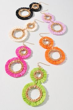 The Double Raffia Edge Dangle Earrings are a stylish and trendy accessory that is perfect for adding a touch of elegance to your Ramadan or summer outfit. These earrings feature a double layer of raffia fringe that creates a unique and eye-catching texture. They are designed to dangle from your ears, adding movement and flair to your overall look. The neutral color of the raffia makes them easy to pair with a variety of outfits and the lightweight design ensures they are comfortable to wear all Diy Tassel, Of Outfits, The Double, Trendy Accessories, Neutral Color, Summer Outfit, Neutral Colors, Ramadan, Beaded Earrings