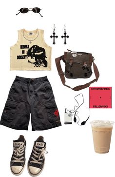 Grunge Cargo Shorts Outfit, Outfit Ideas Moodboard, Ropa Grunge Aesthetic, Loser Core Outfits, Soft Grunge Fashion, Clothes Moodboard, Outfit Ideas Male, Baggy Outfits