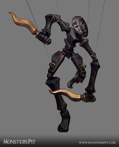 a 3d image of a person with a bow and arrow in their hands, holding on to strings