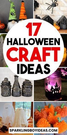 17 halloween craft ideas with pumpkins, witches and other decorations on top of them