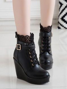 Lolíta Shoes, Combat Boots For Women, Aesthetic Boots, Ankle Combat Boots, Lace Ankle Boots, Goth Shoes, Punk Shoes, Girl Boots