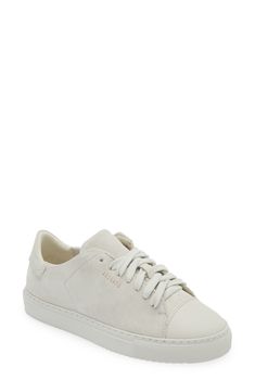 A smooth leather toe cap provides a subtle textural contrast to the luxe suede of this sophisticated and versatile monochrome sneaker. Lace-up style Leather upper and lining/rubber sole Made in Portugal White Luxury Suede Sneakers, Luxury White Suede Sneakers, Suede Sneakers With White Sole And Embossed Logo, Classic White Suede Sneakers, Modern Low-top Sneakers With Suede Lining, Classic Suede Sneakers With Textured Sole, Axel Arigato Clean 90, Axel Arigato, Up Styles