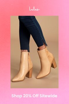 The Essex Light Nude Mid-Calf Booties are so cute, you'll want to pair them with every outfit! Soft, vegan leather shapes a pointed toe upper, and rises into a fitted, 8"" shaft with a 9.5"" circumference and a zipper at instep, and contrasting vegan suede heel. Pair these essential boots with a mini skirt for a chic look! 3. 75" stacked wood-look block heel. Lightly cushioned insole. Felted rubber sole has nonskid markings. All vegan friendly, man made materials. Imported. Lulus | Essex Light Nude Mid-Calf Booties | Beige | Vegan Friendly. Trendy 4-inch Heeled Boots For Spring, Spring Faux Leather Boots With 4-inch Heel, Spring Workwear Heeled Boots With 4-inch Heel, Trendy Spring Boots With 4-inch Heel, Spring Fitted Pointed Toe Booties, Trendy Pointed Toe Faux Leather Heels, Fitted Pointed Toe Booties For Spring, Spring Faux Leather Heeled Boots For Work, Spring Workwear Faux Leather Heeled Boots