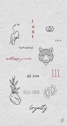 some type of writing on paper with different types of animals and words written in it