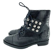 ad eBay - Schutz Marieta Black Croc Embossed Leather Studded Moto Ankle Boot SZ 7 New SH29 - Buy Now, click the link (eBay) Gardening Outfit, Croc Leather, Moto Boots, Leather Items, Boot Shoes Women, Embossed Leather, New Shoes, Women's Boots, Buy Now