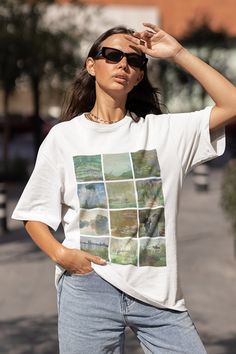 This is the Unisex-Style Monet Tee. It is a super cool, heavy cotton tee that has a cool collage of some of Claude Monet's most beautiful paintings on the front. This classic T is made with cotton, sometimes polyblend (depending on the color) and has no uncomfortable side seams. This shirt would be great for people of all genders! If you are a classical art lover who can't choose a favorite of his paintings, this is the tee for you! This design is an original, created by Jillian Anderson @ A Liv Jillian Anderson, Indie T Shirts, Most Beautiful Paintings, Claude Monet Art, Art Tshirt, Monet Art, Digital Graphic Design, Shirt Aesthetic, T Shirt Art