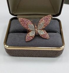 (eBay) Featuring a gorgeous Designer Samuel Benham 14k rose gold butterfly set with pink sapphire and diamonds. Hallmarked on the inside of the shank as well as the back wing which photos will be provided of. Rose Gold Jewelry With Diamond Accents And Pink Sapphire, Pink Jewelry With Pave Setting As Gift, Pink Pave Setting Jewelry For Gift, Rose Gold Jewelry With Pink Sapphire And Diamond Accents, Pink Sapphire Jewelry In Pink Gold With Diamond Accents, Pink Gold Jewelry With Diamond Accents And Pink Sapphire, Luxury Rose Gold Butterfly Ring Perfect For Gift, Rose Gold Cubic Zirconia Butterfly Ring For Anniversary, Rose Gold Diamond Butterfly Ring For Anniversary